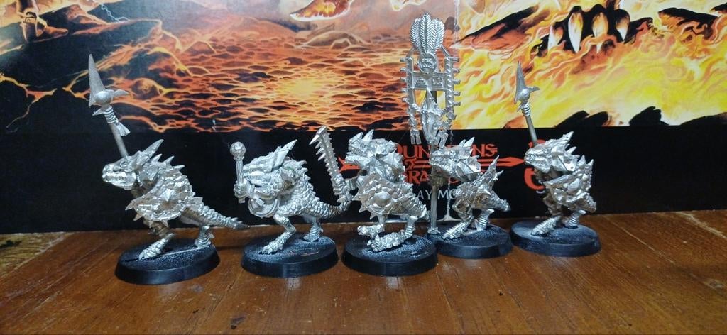 Seraphon Temple Guard Command (5 man unit) metaal, Ophalen of Verzenden, Zo goed als nieuw, Warhammer, Figuurtje(s)