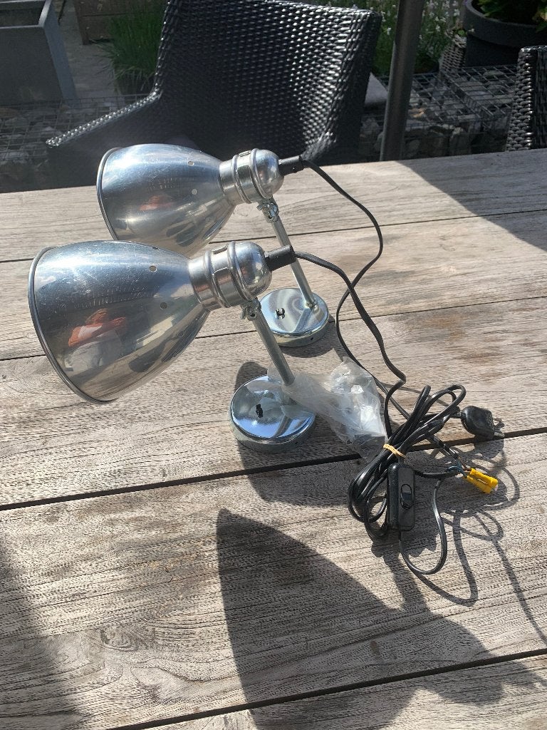 IKEA vintage wandlampjes aluminium 2 stuks jaren 90, Gebruikt, IKEA, Met schakelaar, Metaal