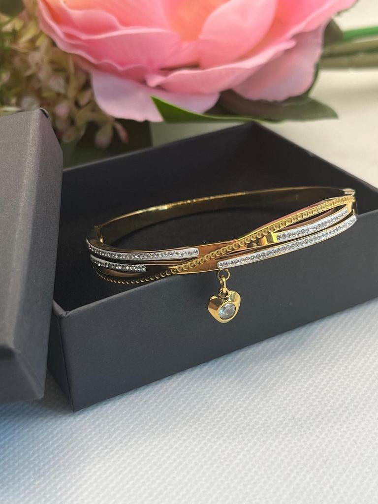 RVS Bangles met strassteentjes in diverse modellen, Staal, Info@hrwebdesign.nl, Nieuw, Ophalen of Verzenden