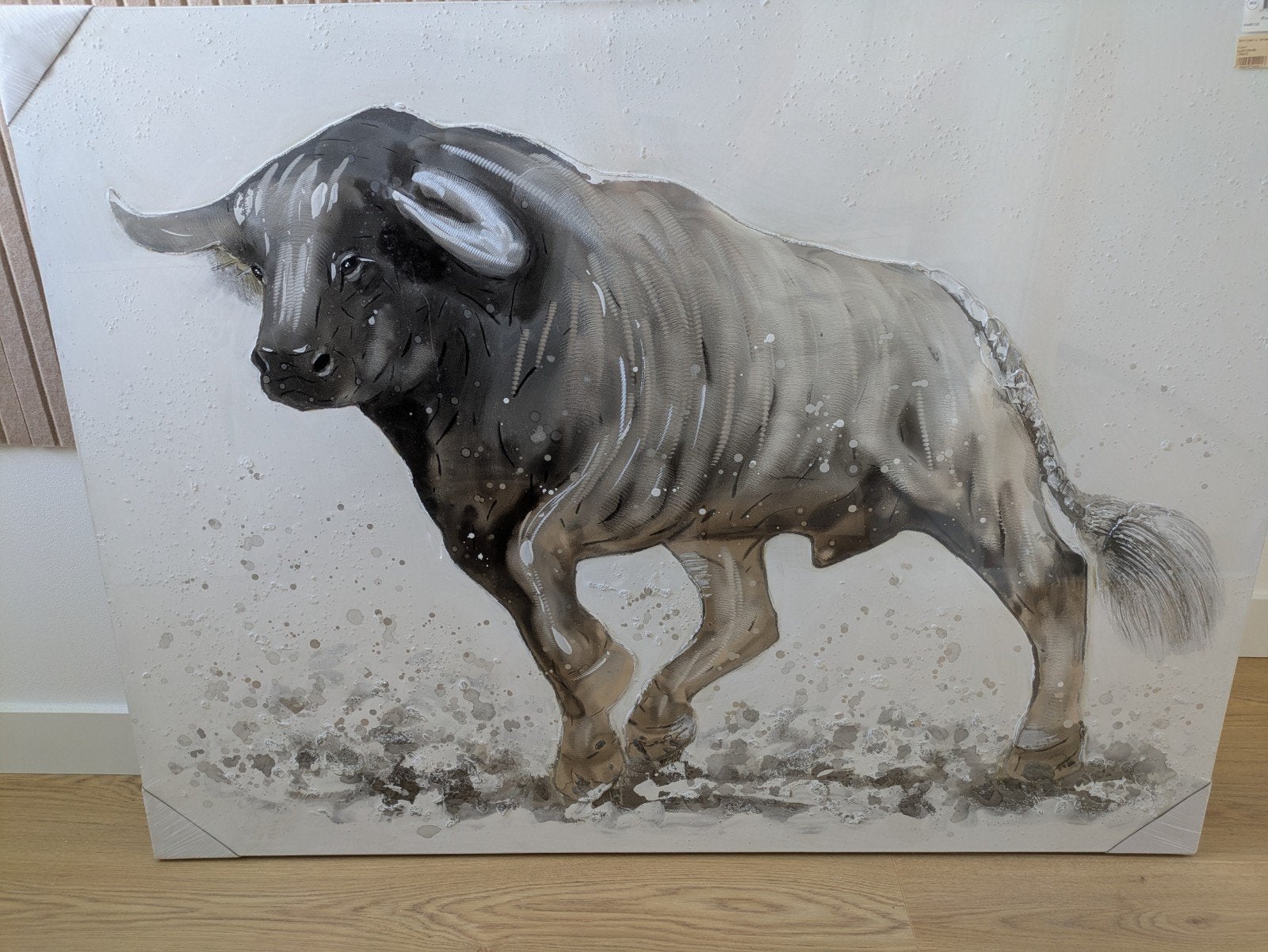 schilderij bizon stoer 90x120, Ophalen, Metaal, Op houten frame, Dieren