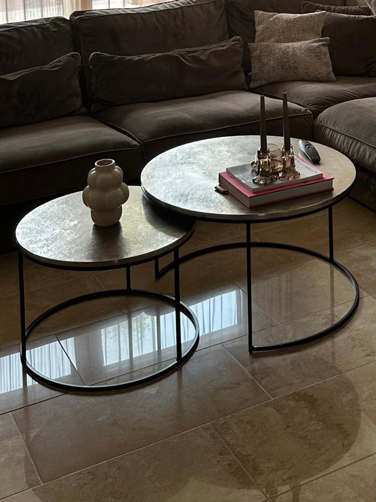 Salontafel Set van 2 - Richmond - Brushed Gold, Huis en Inrichting, Tafels | Salontafels, Ophalen, Gebruikt, Rond, 50 tot 100 cm