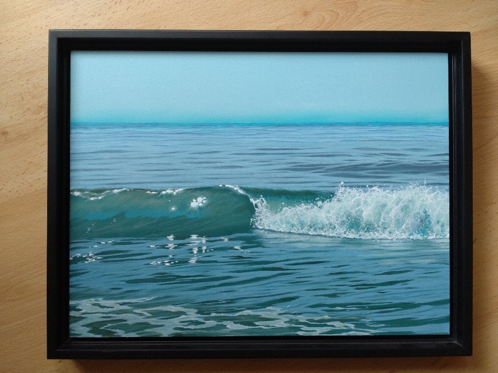 schilderij  zeegezicht Ronald Boon, Maritiem / water, Gesigneerd, Realistisch, Overige ondergronden