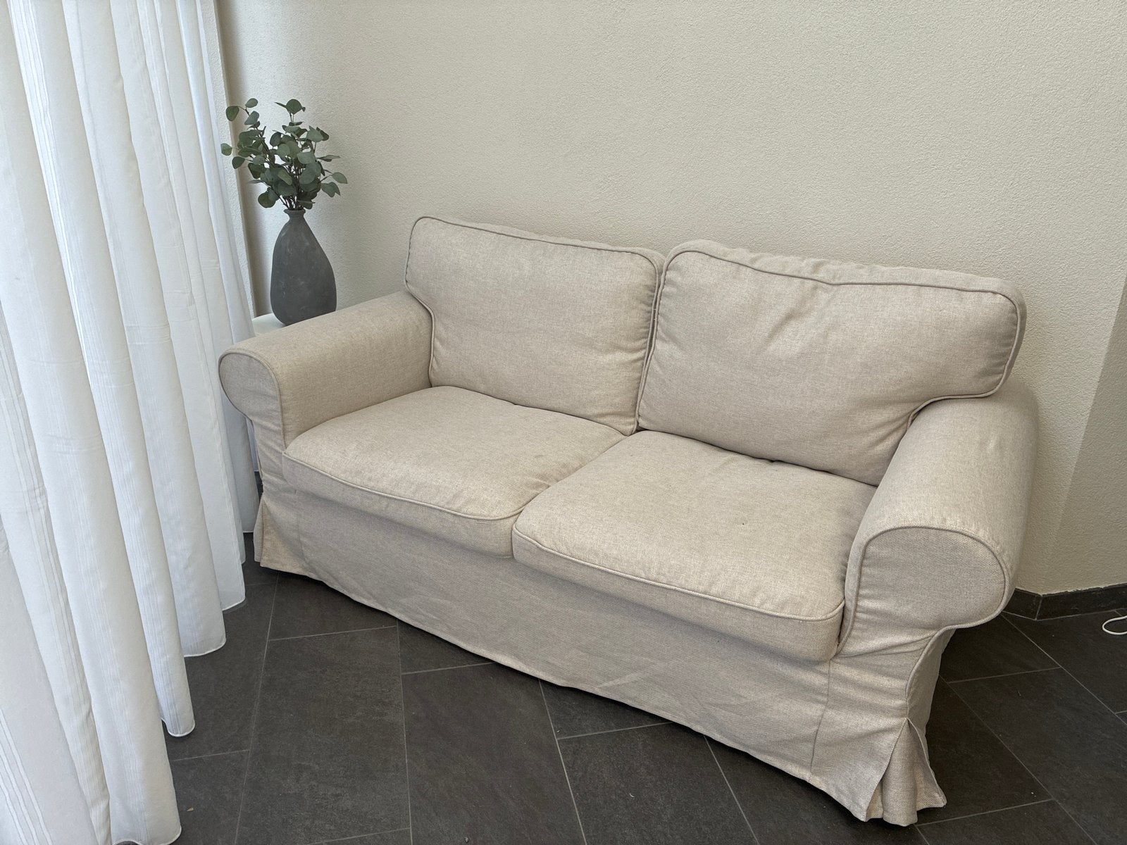 IKEA Ektorp tweepersoonsbank met extra groene hoes, Ophalen, Gebruikt, Tweepersoons, 75 tot 100 cm