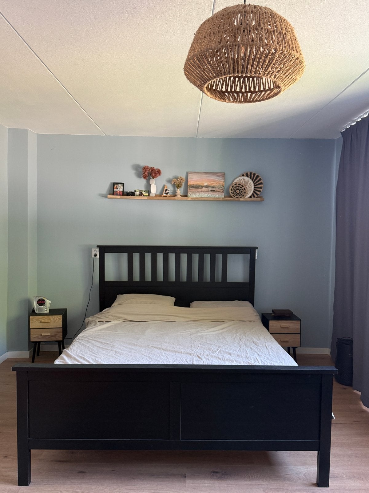IKEA Hemnes bed en Lidl matras 160x200, Ophalen, Gebruikt, Zwart, Tweepersoons