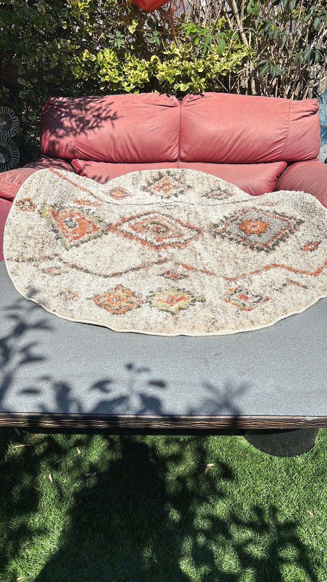 Rond hoogpolig vloerkleed Blend Astec Terra, Ophalen, 100 tot 150 cm, Paars, Rond