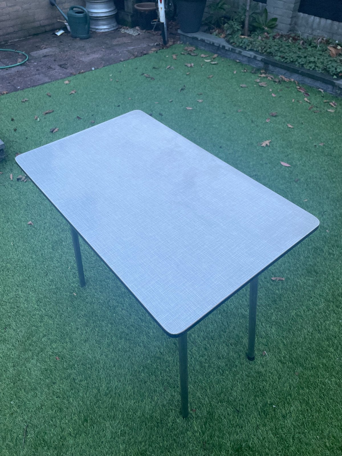 Vintage Brabantia formica tafel wit - 78x48 cm, Gebruikt, 50 tot 100 cm, Tot twee personen, Ophalen of Verzenden
