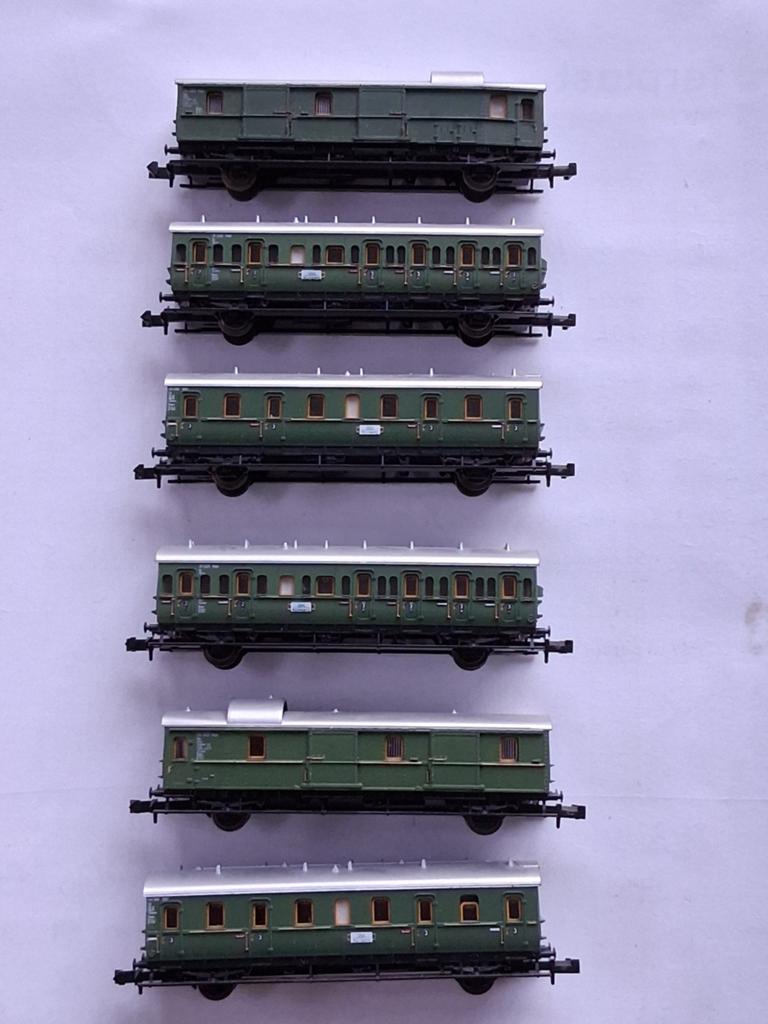 Set van 6 couperijtuigen N-spoor, Gebruikt, Gelijkstroom, Trix, Wagon