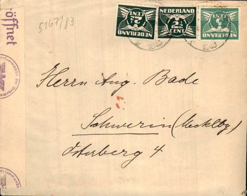 Derde Rijk -Envelop met Nederlandse postzegels, WOII periode, Verzenden, Envelop