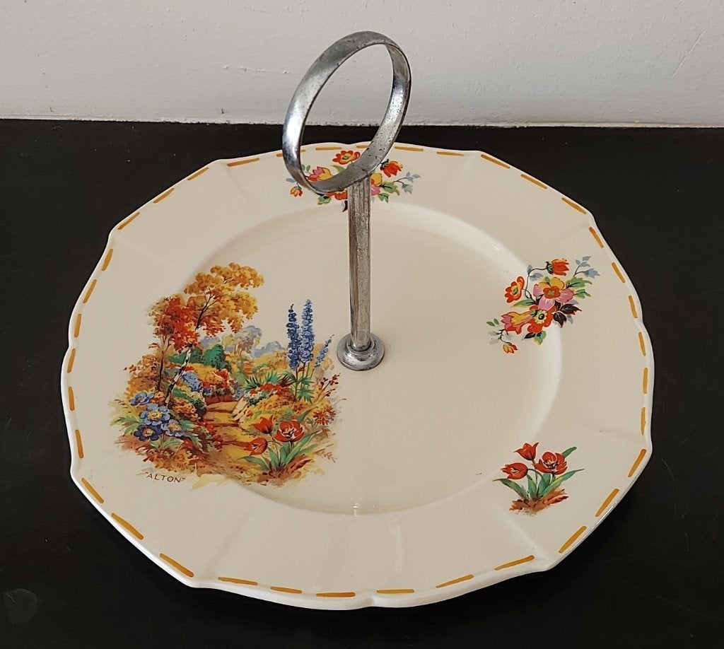 Vintage Engels porselein serveerbord bloementuin ´50s, Ophalen of Verzenden
