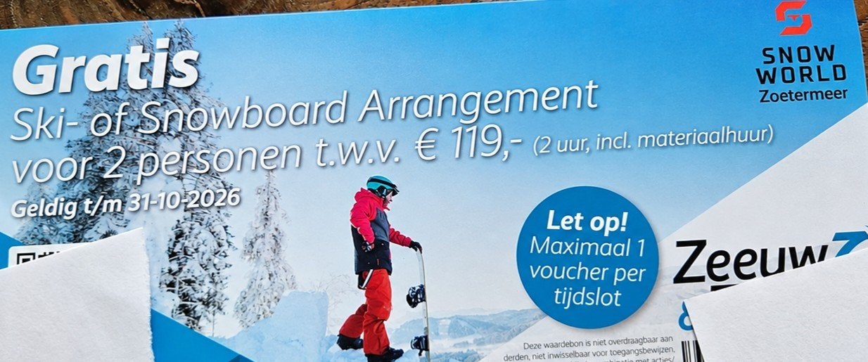 Voucher Snowworld Zoetermeer 2 personen, Twee personen, Overige soorten