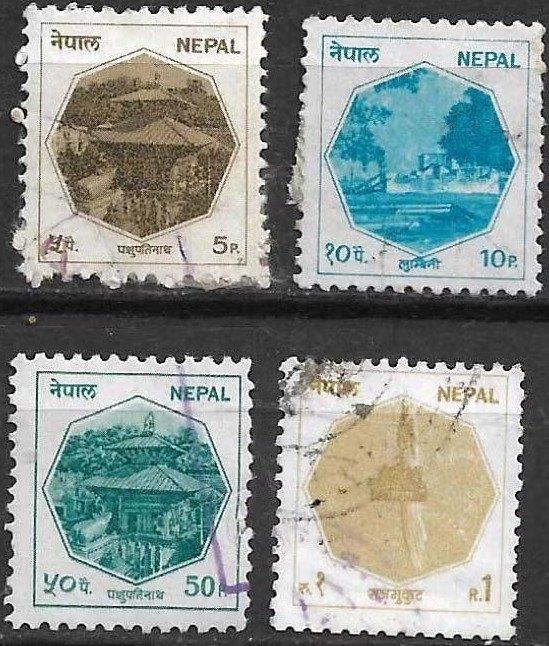 Nepal 1986 Def serie tempels koningskroon, Verzenden, Gestempeld, Zuid-Azië