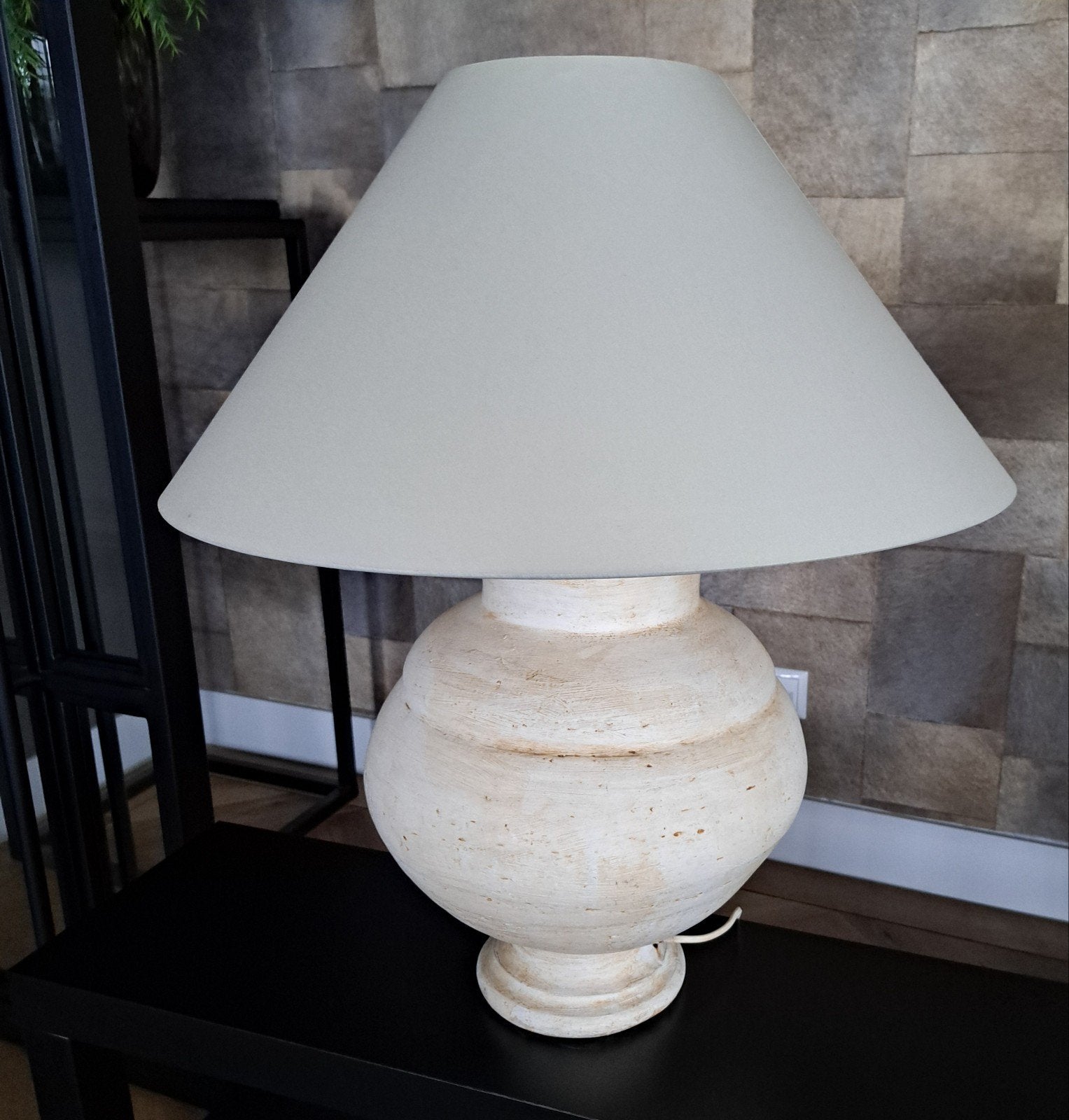 Lamp incl beige kleurige kap, Steen/keramiek, Ophalen, Beige, 75 cm