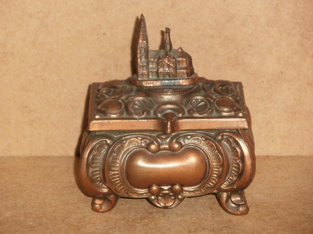 Antiek bruidskistje bijouterie doosje kistje Kölner Dom kerk, Antiek en Kunst, Ophalen of Verzenden