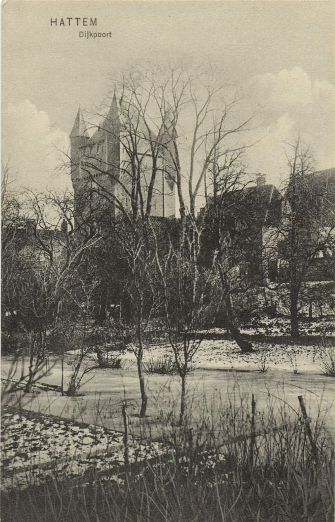Hattem, Dijkpoort - ongelopen, Verzamelen, Ophalen of Verzenden, 1920 tot 1940, Ongelopen, Gelderland