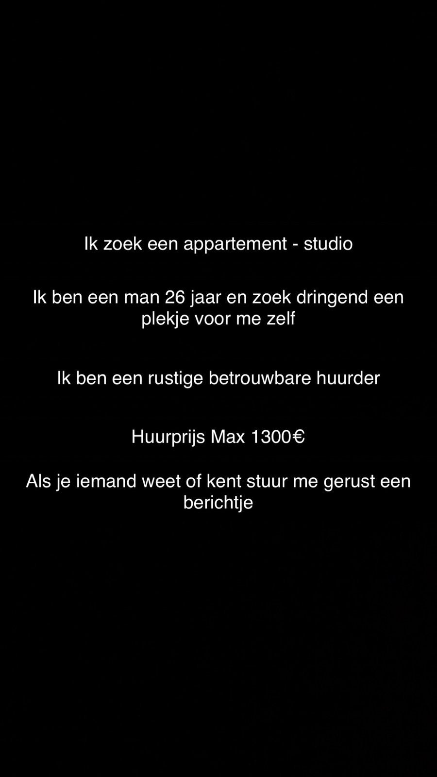 Gezocht appartement - studio, Eén persoon, Cadeaubon