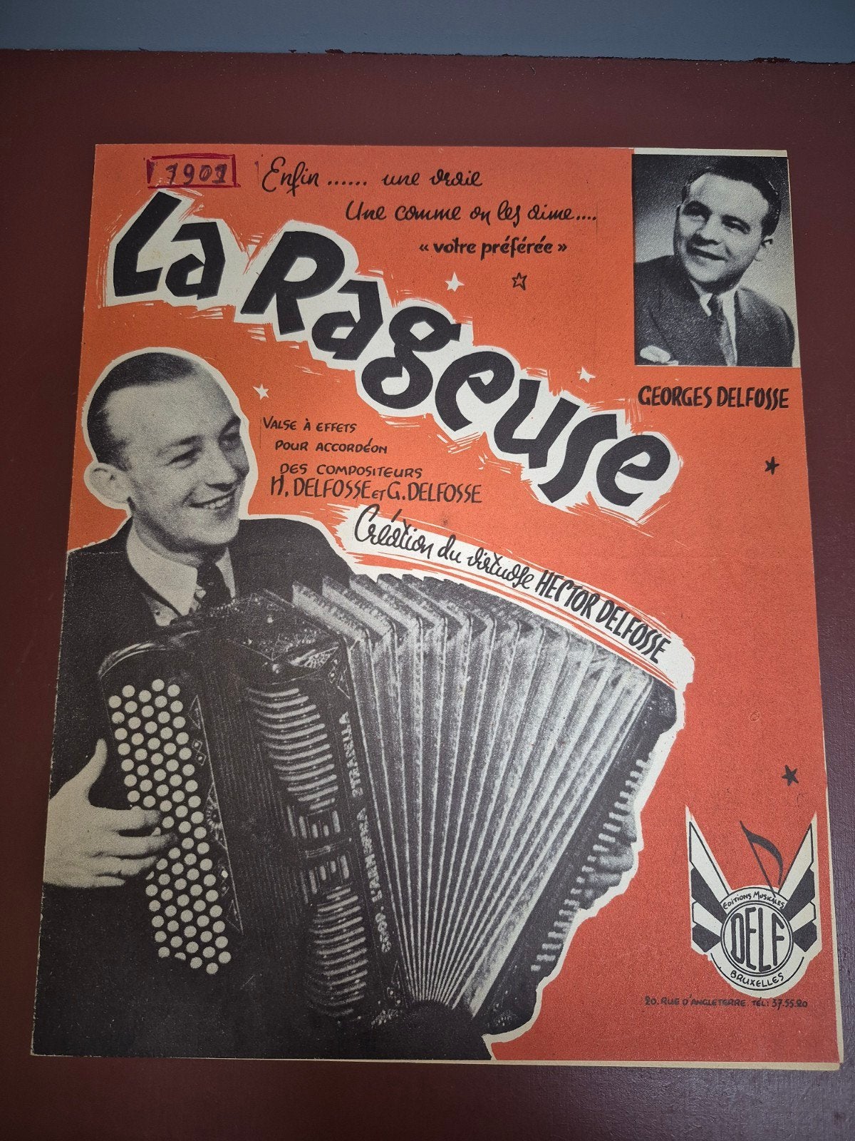 Vintage bladmuziek: La Rageuse - Valse voor accordeon, Gebruikt, Ophalen of Verzenden, Artiest of Componist, Populair