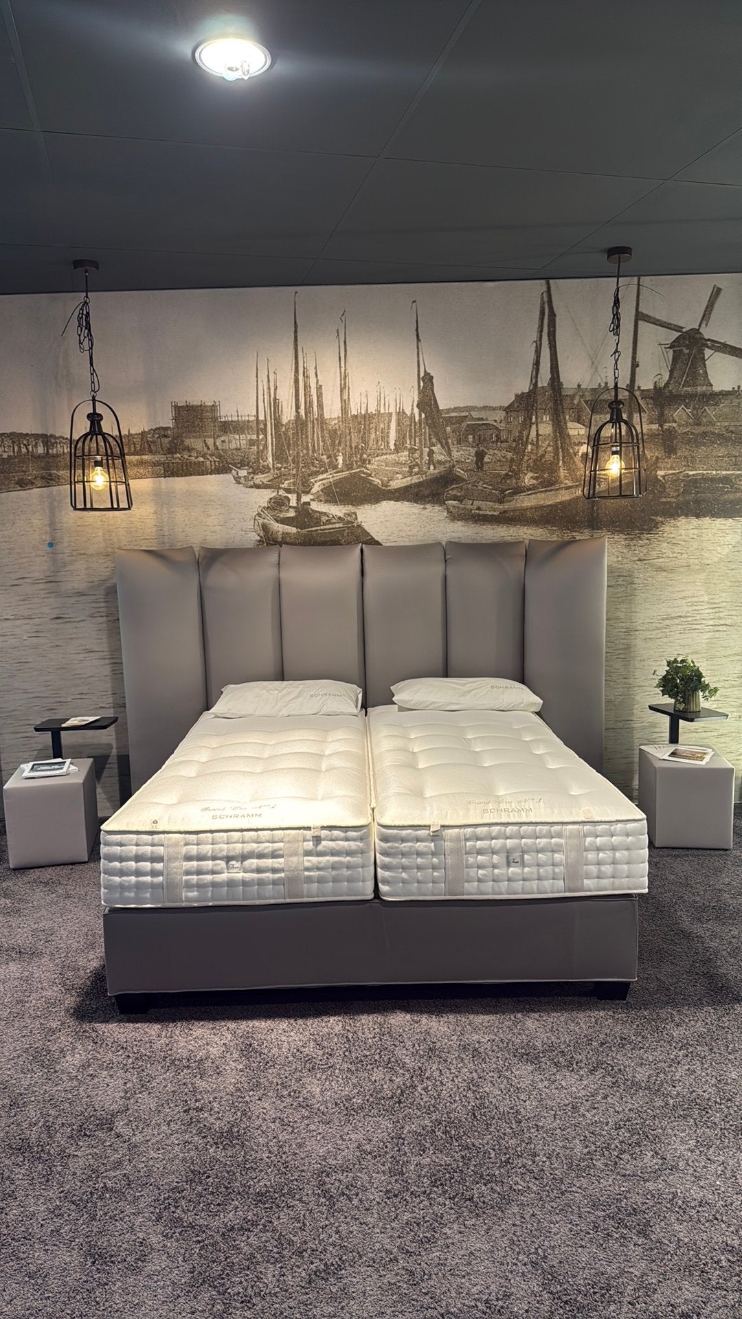 Actie! Schramm Grand Cru boxspring Nuvola 180x210 Grandcru, Ophalen, 210 cm, Tweepersoons, Zo goed als nieuw