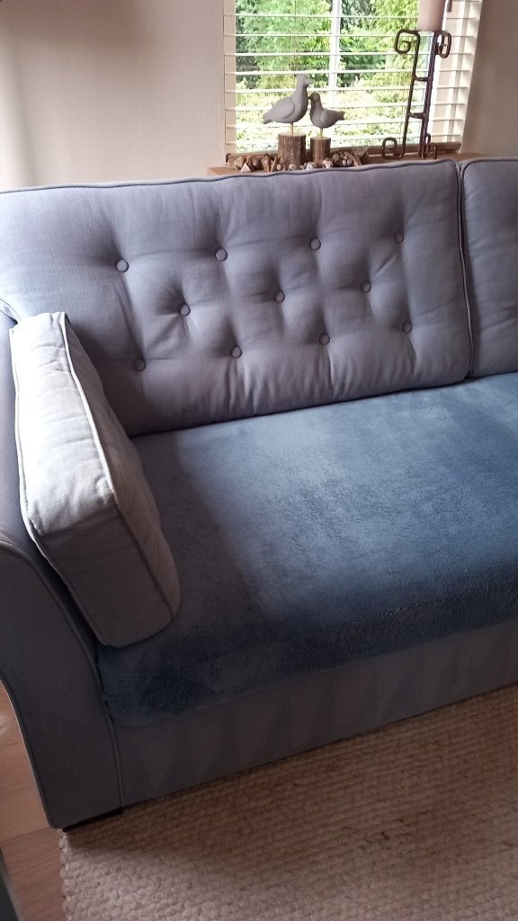 Landelijke  blauwe 3-zitsbank, Huis en Inrichting, Banken | Bankstellen, Gebruikt, Driepersoons, 75 tot 100 cm, Ophalen of Verzenden