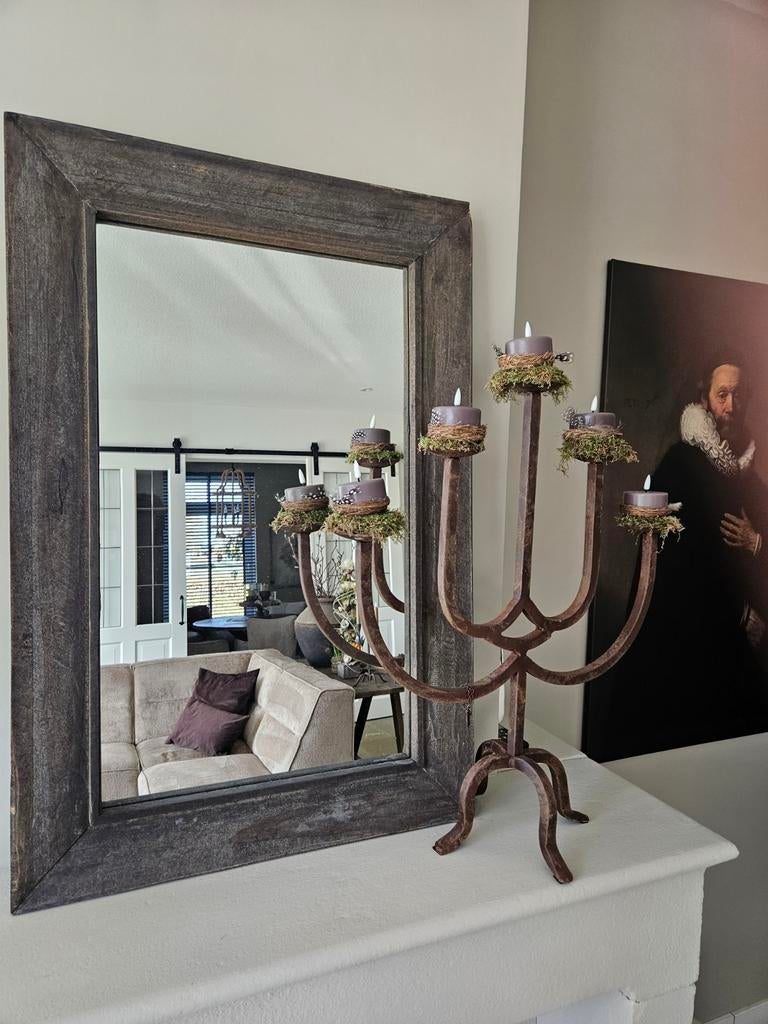 Sfeervolle houten spiegel 90x60 cm, Ophalen