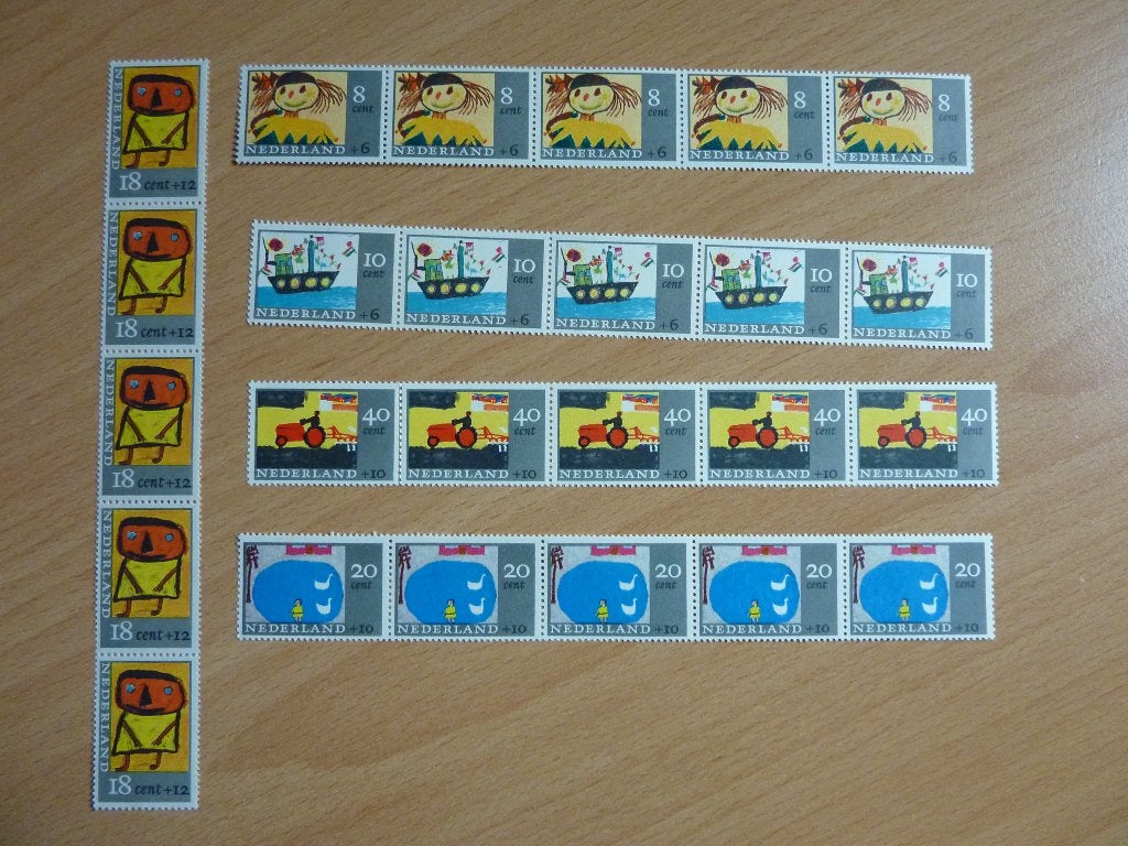 5 x 5 Kinderpostzegels 1965, Postzegels en Munten, Postzegels | Nederland, Verzenden, Postfris