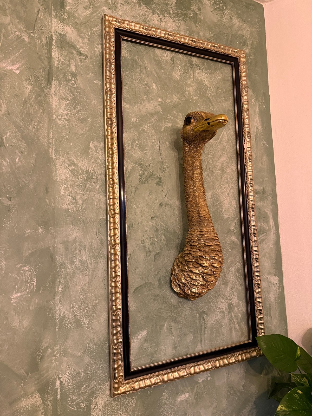 Gouden Struisvogel Wandlamp, Ophalen, Kunststof, Zo goed als nieuw, Goud