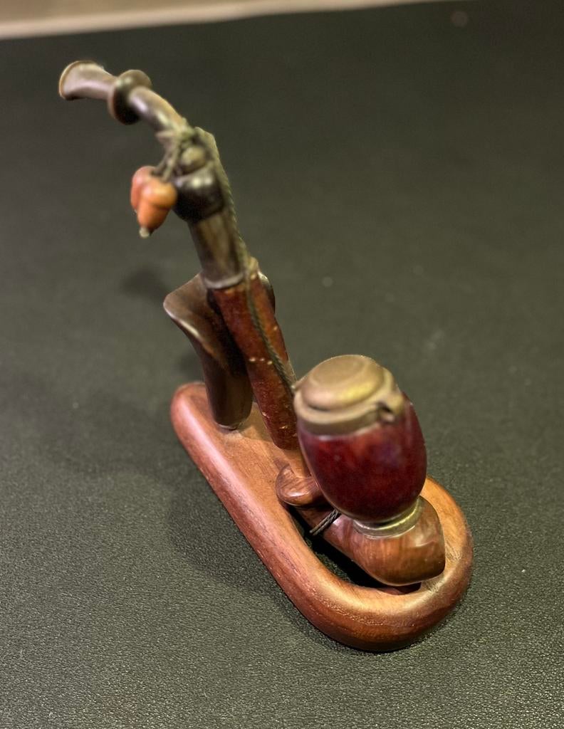Antieke Houten Pijp met Standaard - Begin 20e Eeuw, Verzamelen, Rookartikelen, Aanstekers en Luciferdoosjes, Ophalen of Verzenden