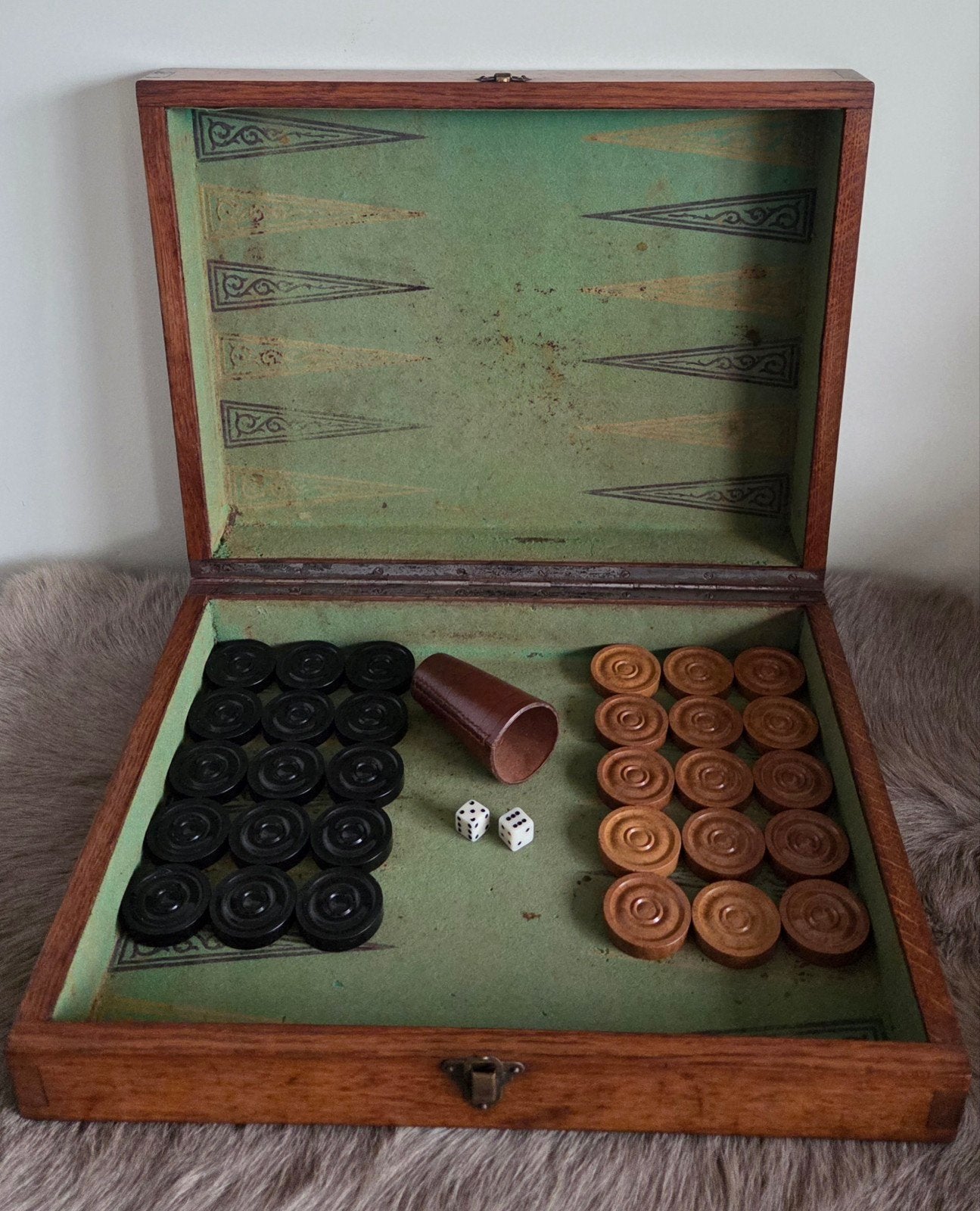 Grote Antieke L. Van Laere (Brussel) Jacquet /Backgammon Set, Ophalen of Verzenden