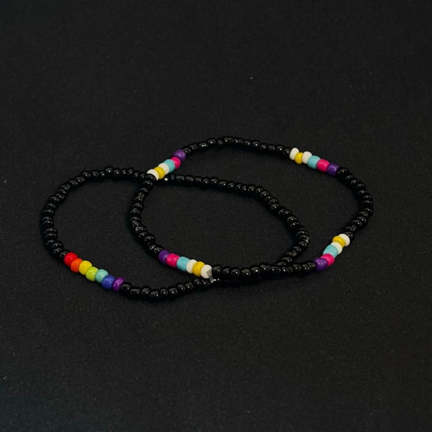 Subtiele pride armbandjes met zwarte kralen en vlag kleuren, Verzenden, Nieuw, Overige materialen