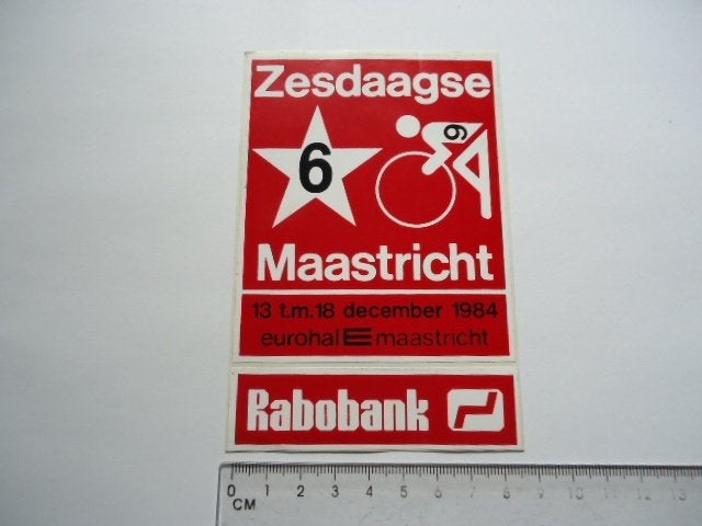 sticker 1984 Zesdaagse Maastricht wielrennen rabobank, Verzenden, Zo goed als nieuw