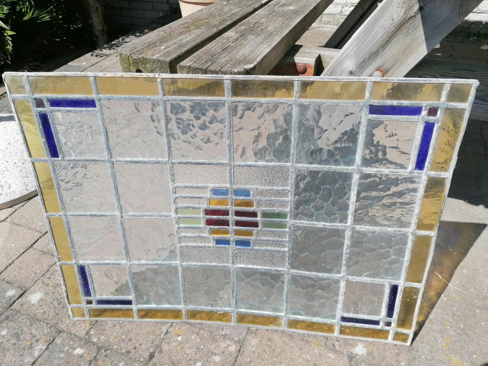 Glas in lood 68cm x 50cm, Ophalen, Gevelraam of Ruit, Gebruikt, Minder dan 80 cm