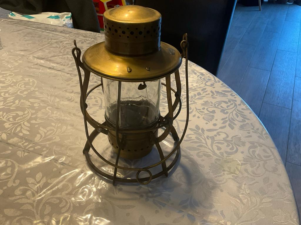 Antieke scheepslamp / olielamp van messing, Ophalen of Verzenden