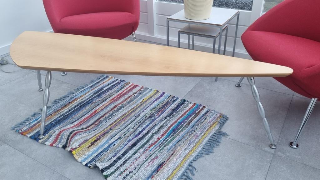 bijzettafel modern hout rvs, Huis en Inrichting, Gebruikt, 75 cm of meer, Hout, Ophalen