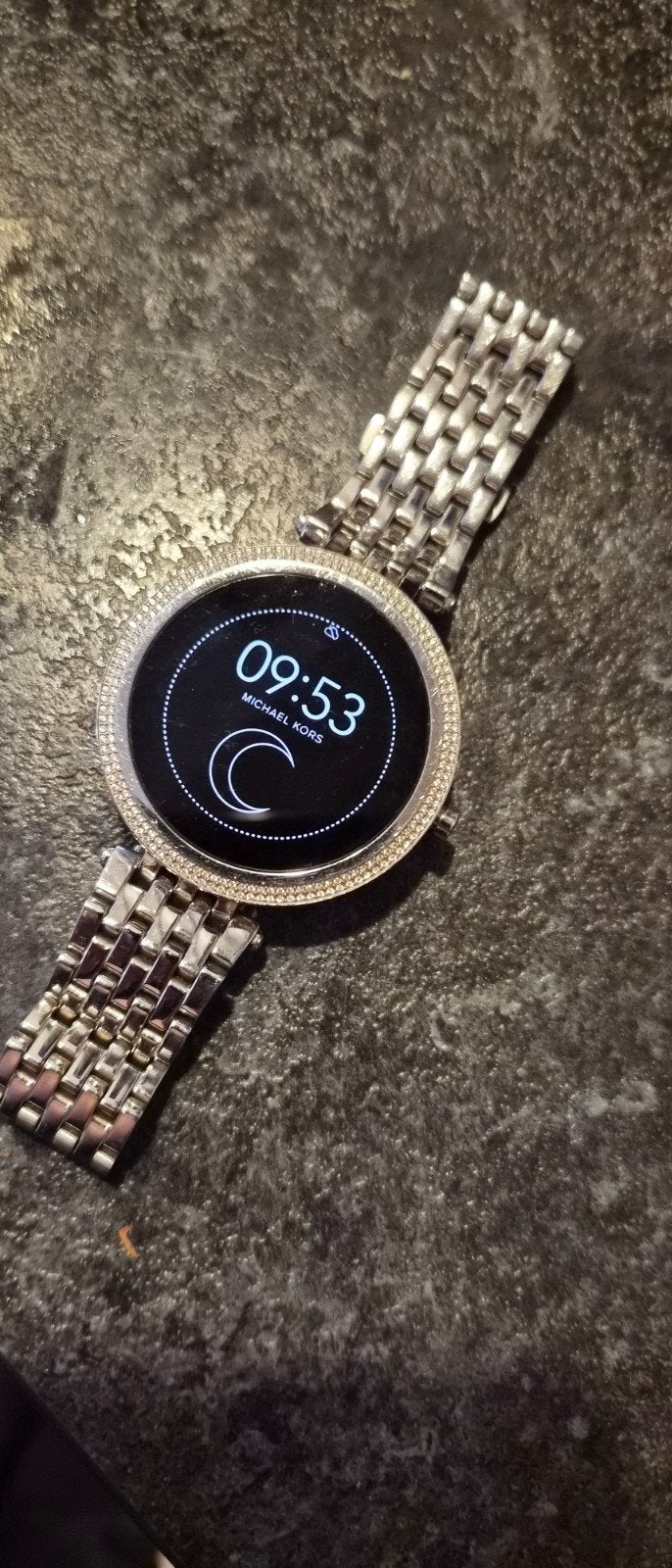 Michael Kors Smartwatch - Zilverkleurig met Strass, Gebruikt, Michael Kors, Ophalen of Verzenden, Android