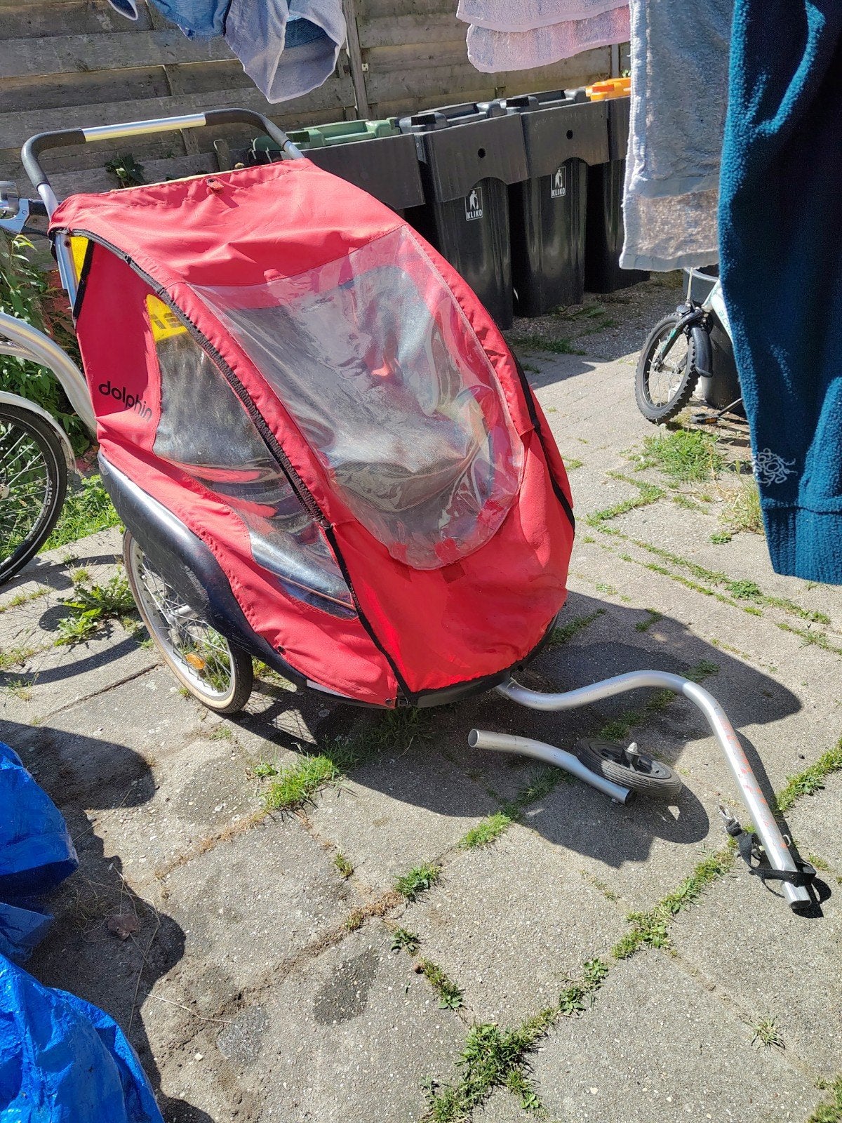 Winther Dolphin kinderfietskar - Rood, Fietsen en Brommers, Fietsaccessoires | Aanhangers en Karren, Ophalen, Gebruikt, Kinderkar