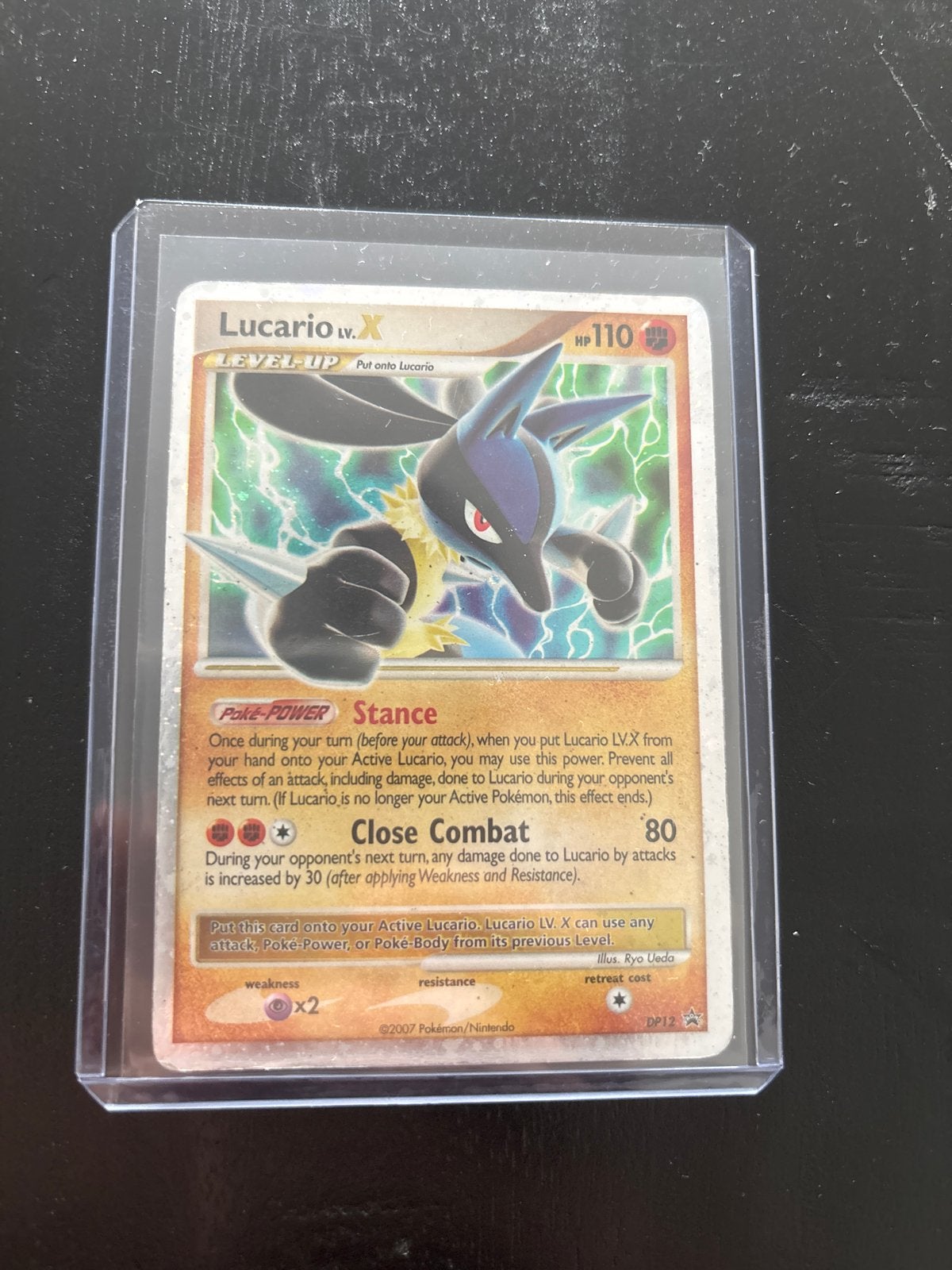 Pokémon Kaart Lucario LV.X DP12 - Zeldzaam Foil, Ophalen of Verzenden, Zo goed als nieuw, Losse kaart, Foil