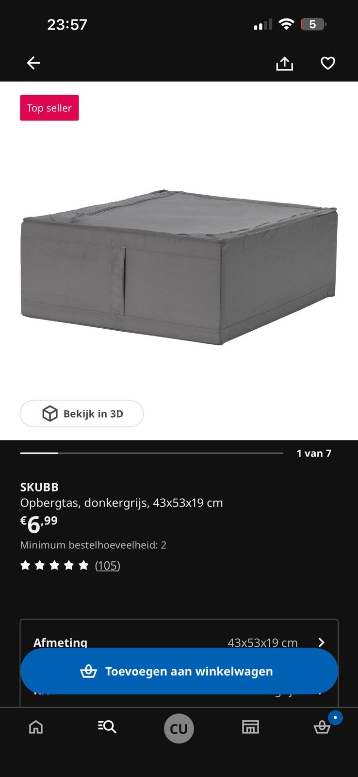 6 x skubb opberger zwart, Ophalen, Zo goed als nieuw