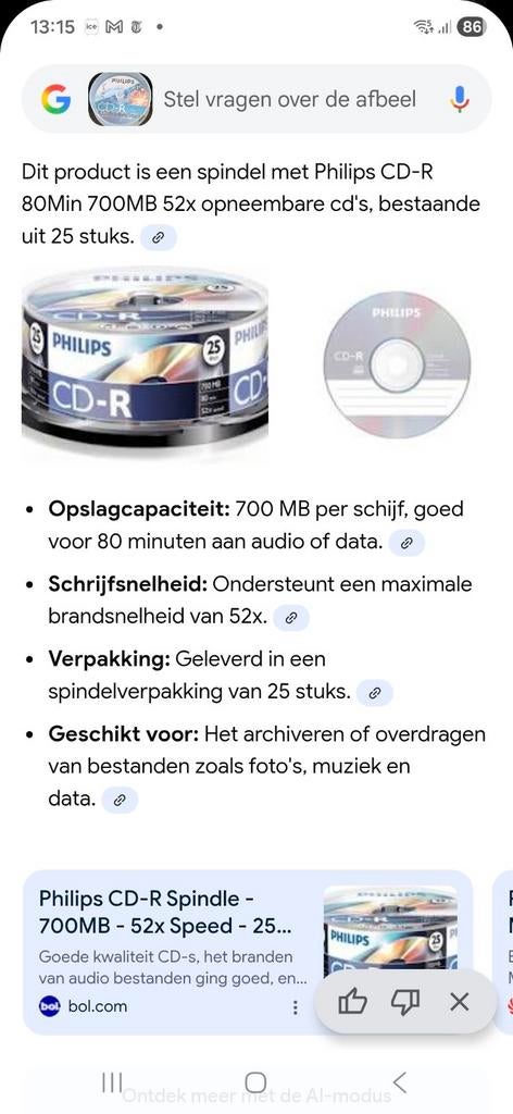 Philips CD-R spindel 700MB 52x, 11 stuks, Ophalen of Verzenden
