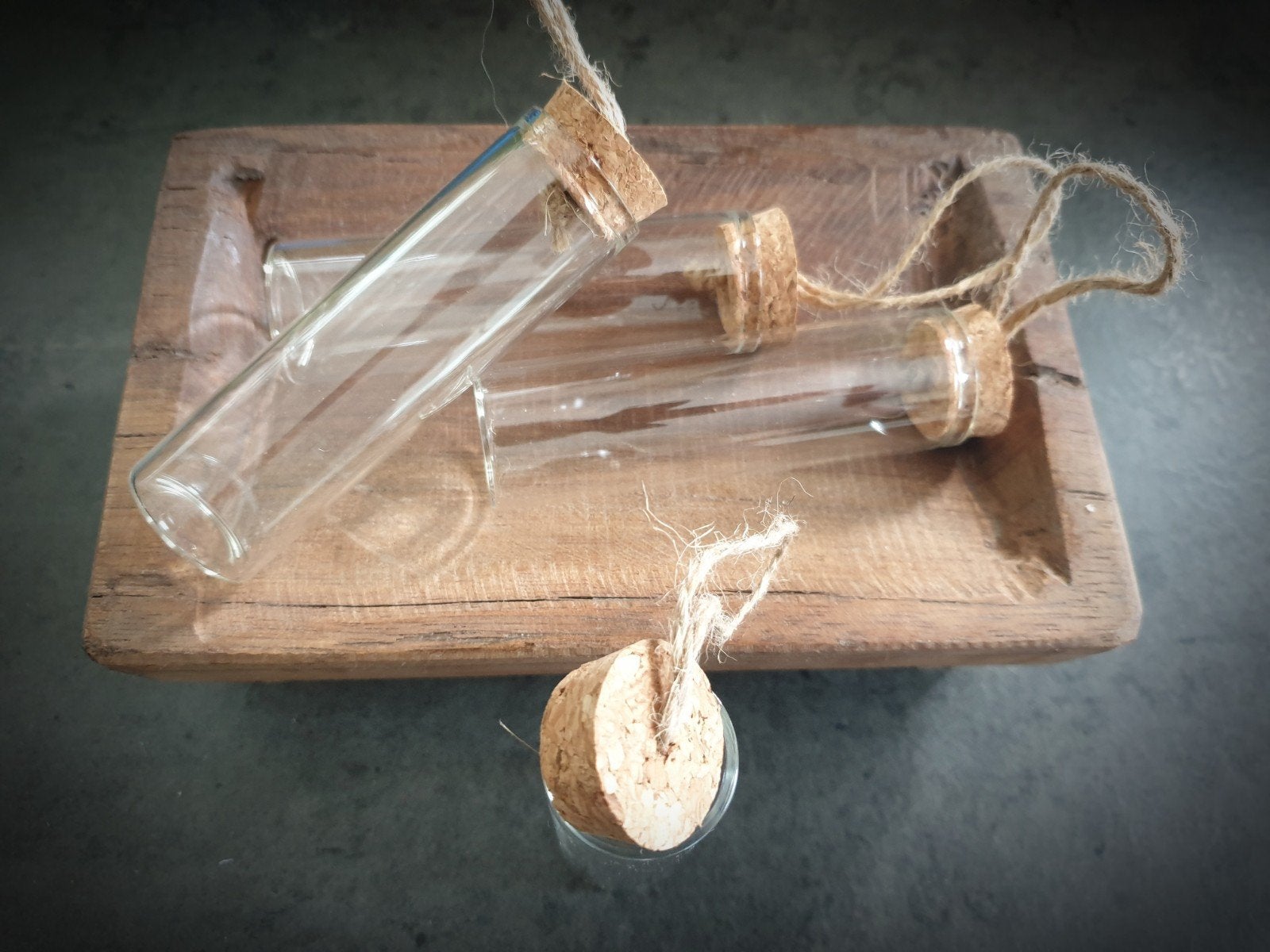 Glazen buis met kurk en touw. Glasbuis, Ophalen of Verzenden, Nieuw, Glas