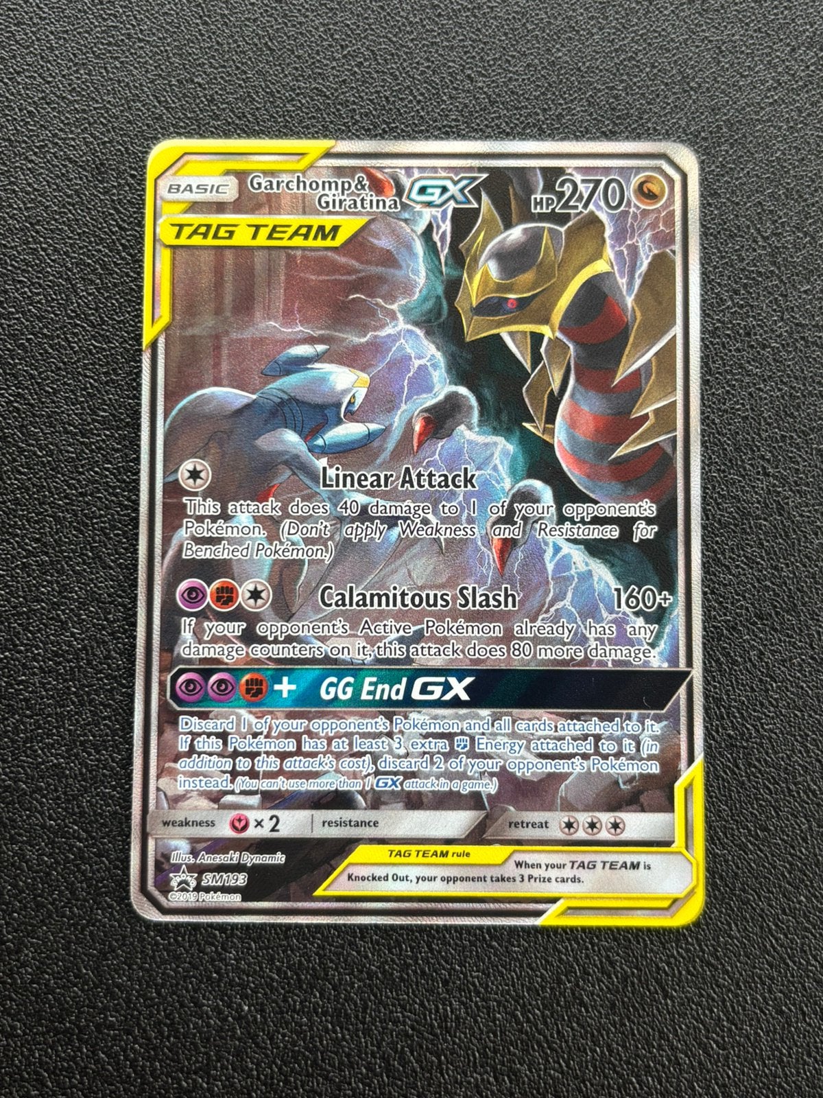 Garchomp & Giratina GX SM193 Black Star Promo’s, Ophalen of Verzenden, Zo goed als nieuw, Losse kaart, Foil