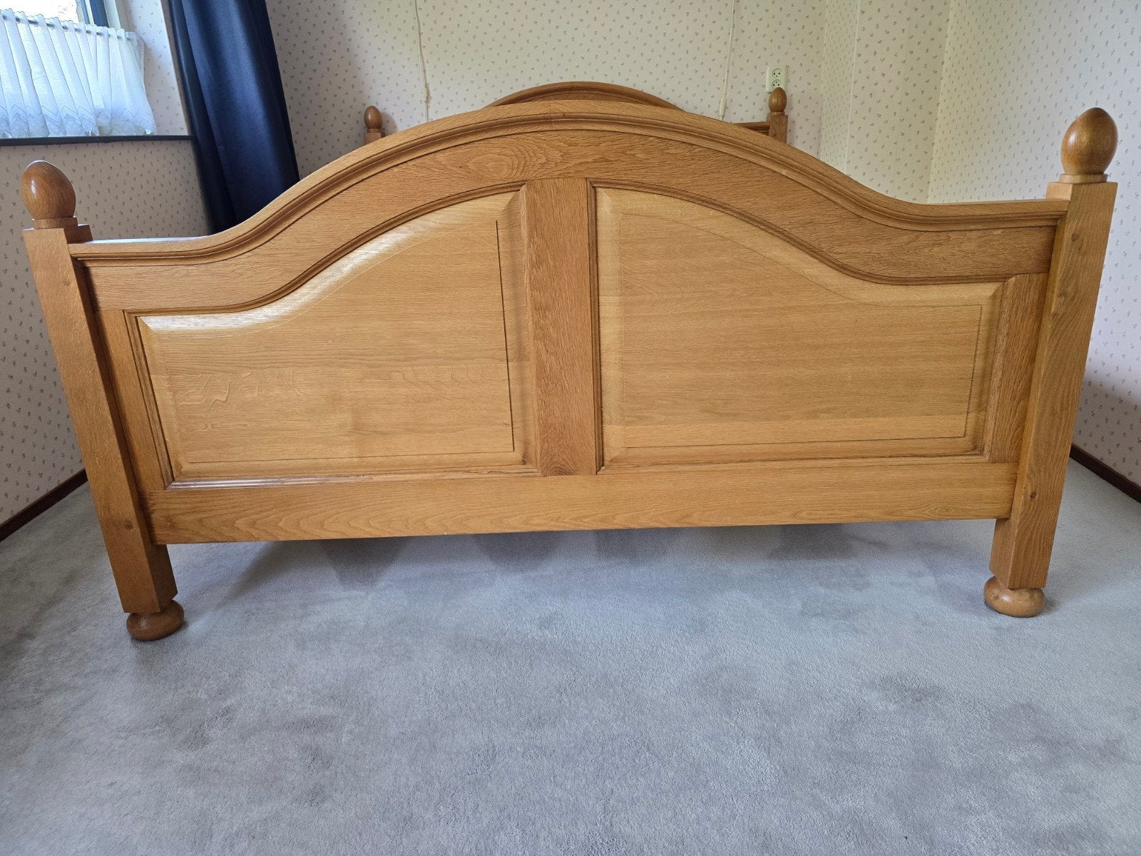 Massief eiken bed 160x200 cm excl lattenbodems, Ophalen, Bruin, Klassiek, Tweepersoons