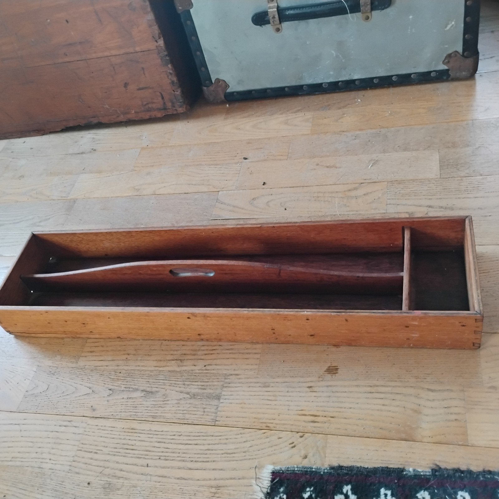Vintage Houten Bestekbak / Opbergdoos, Ophalen of Verzenden