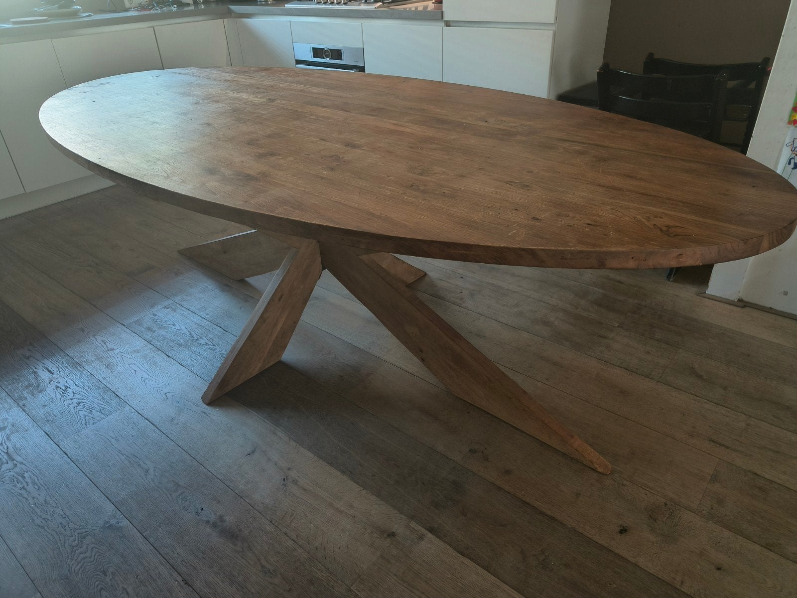 Ovalen teak houten eettafel, Ophalen, Ovaal, 200 cm of meer, 100 tot 150 cm