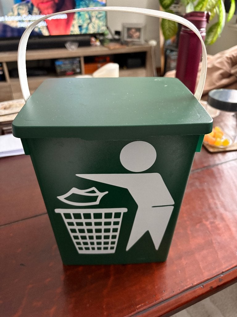 Klein GFT afvalemmer groen met handvat, Kunststof, Gebruikt, Ophalen of Verzenden, Minder dan 10 liter