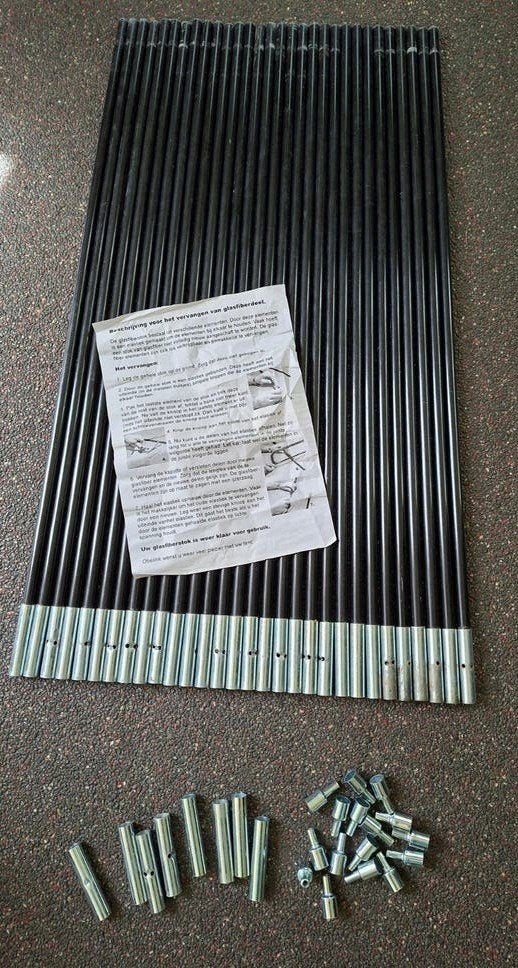 30 Glasfiber tentstokken 11 mm, koppelstukken en eindtips., Caravans en Kamperen, Ophalen, Gebruikt