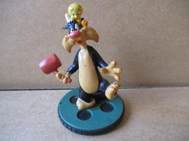 adv10444 tweety en sylvester poppetje 2, Ophalen, Looney Tunes, Gebruikt, Beeldje of Figuurtje