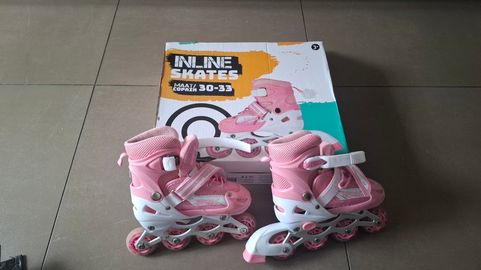 Roze verstelbare inline skates maat 30-33, Ophalen, Verstelbaar, Gebruikt, Kinderen