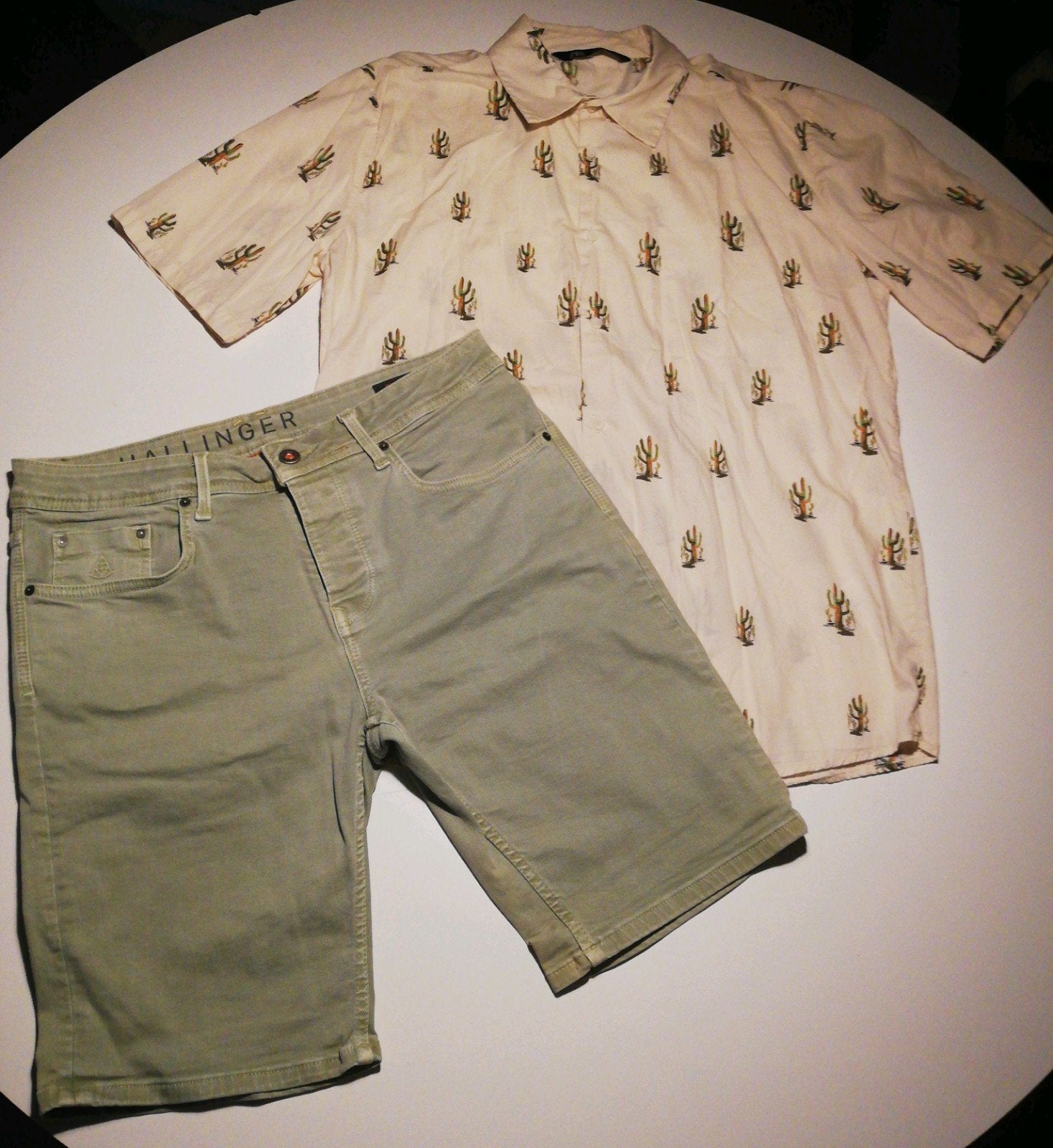 super leuke heren zomerset, overhemd(Zara) en short, maat M, Ophalen, Zo goed als nieuw, Maat 48/50 (M)