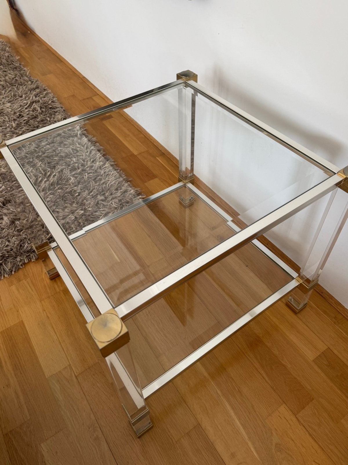 Pierre Vandel bijzettafel, Minder dan 55 cm, Gebruikt, Vierkant, Glas