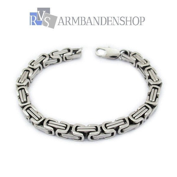 Rvs koningsschakel armband 22 cm. koningsarmband, Verzenden, Nieuw, Zilver, Overige materialen