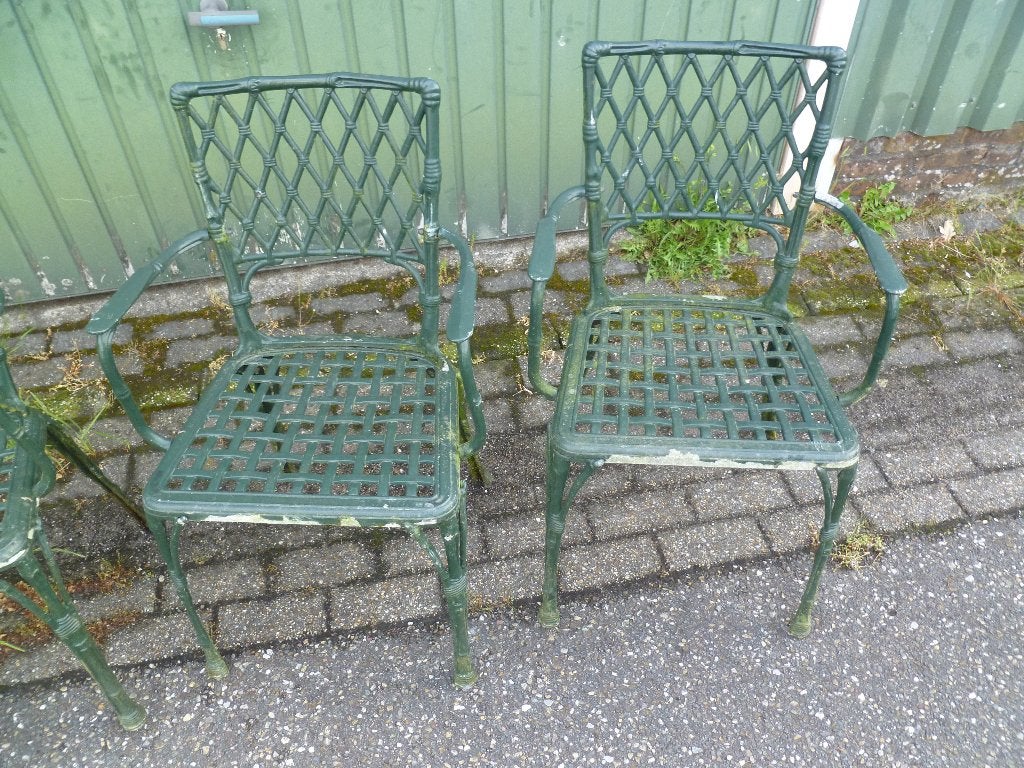 4x brocante gegoten aluminium tuinstoelen opknappers, Ophalen, Gebruikt, Aluminium